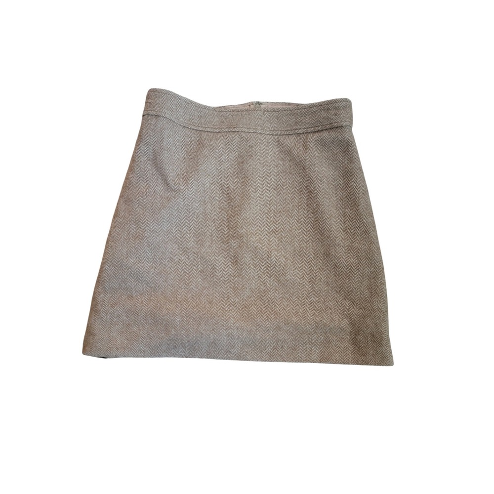 J.Crew Womens Wool Blend Herringbone Mini Skirt Tan Brown Size 8